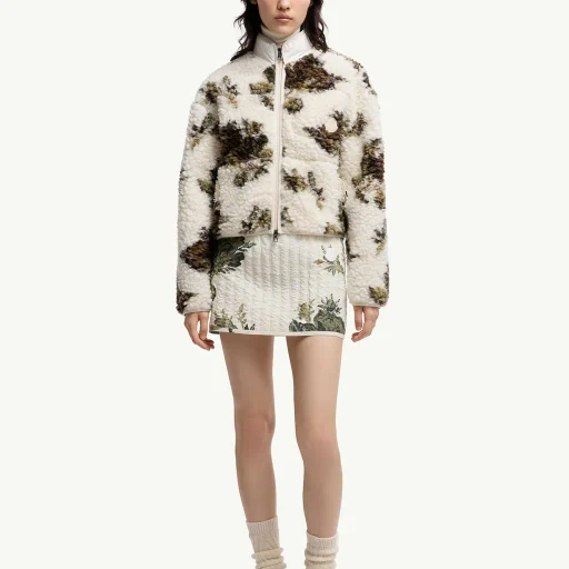 Floral Print Padded Wool Blend Jumper