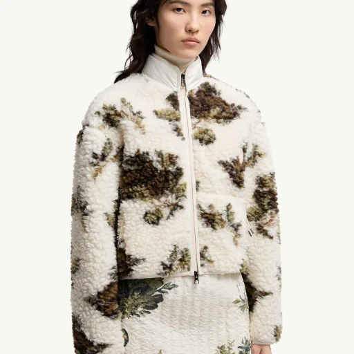 Floral Print Padded Wool Blend Jumper