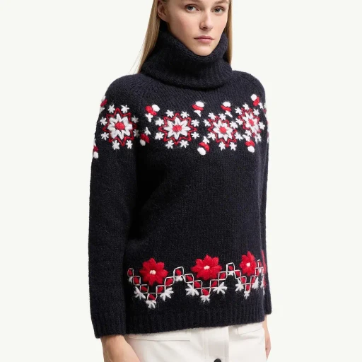 Hand-Embroidered Alpaca & Wool Turtleneck Jumper