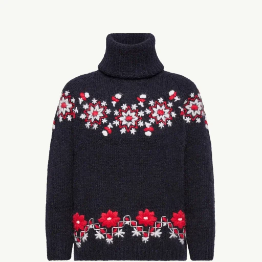 Hand-Embroidered Alpaca & Wool Turtleneck Jumper