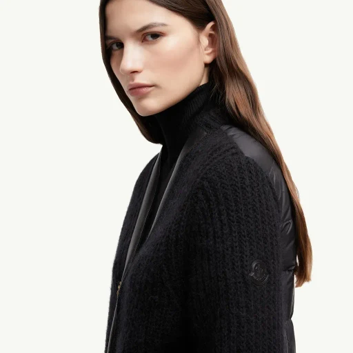 Leather-Trimmed Wool & Mohair Padded Cardigan