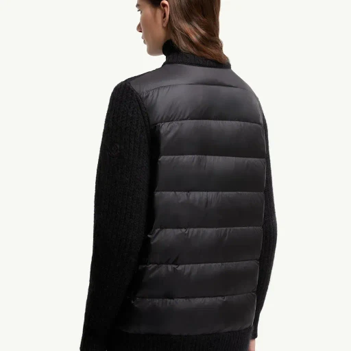 Leather-Trimmed Wool & Mohair Padded Cardigan