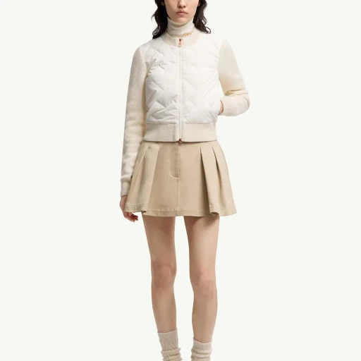 Padded Wool Blend Zip-Up Cardigan