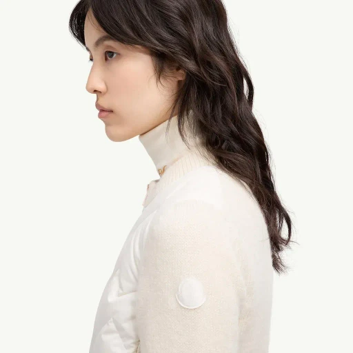 Padded Wool Blend Zip-Up Cardigan