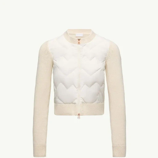 Padded Wool Blend Zip-Up Cardigan