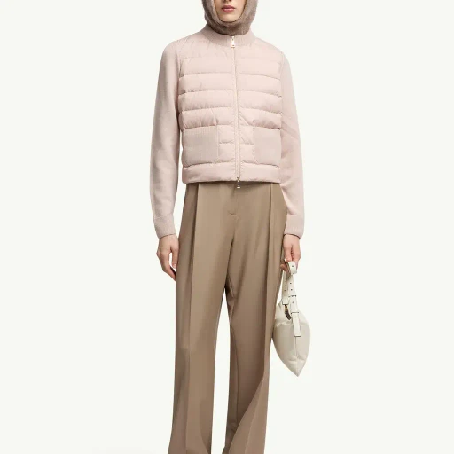 Padded Wool Zip-Up Cardigan
