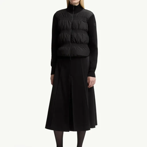 Padded Wool Zip-Up Cardigan