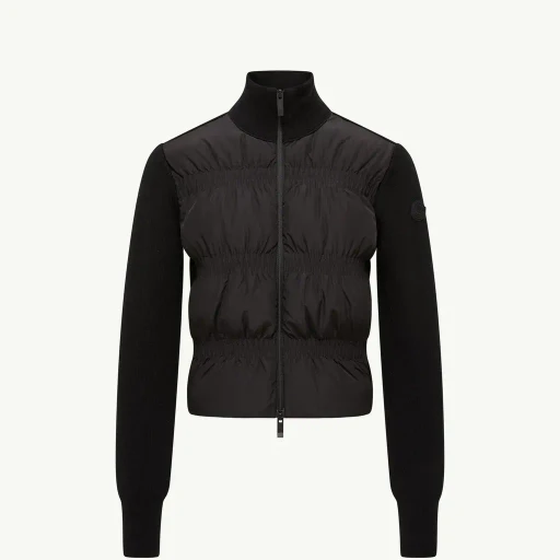 Padded Wool Zip-Up Cardigan