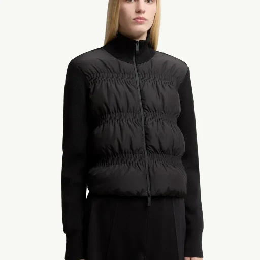 Padded Wool Zip-Up Cardigan