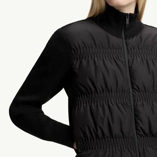Padded Wool Zip-Up Cardigan
