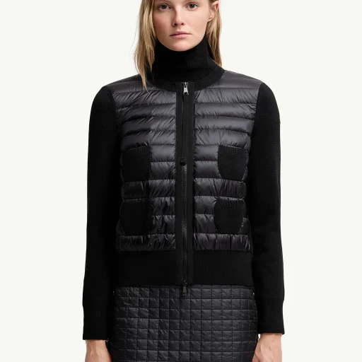 Padded Wool Zip-Up Cardigan