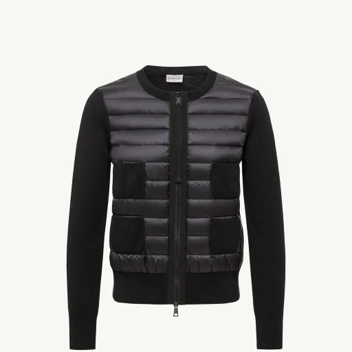 Padded Wool Zip-Up Cardigan