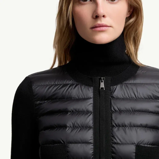 Padded Wool Zip-Up Cardigan