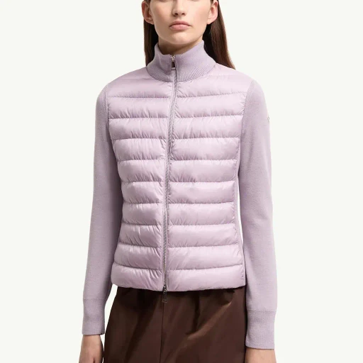 Padded Wool Zip-Up Cardigan