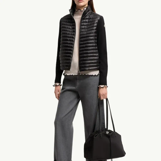 Padded Wool Zip-Up Cardigan