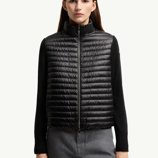 Padded Wool Zip-Up Cardigan