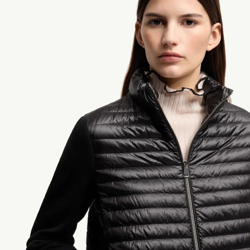 Padded Wool Zip-Up Cardigan