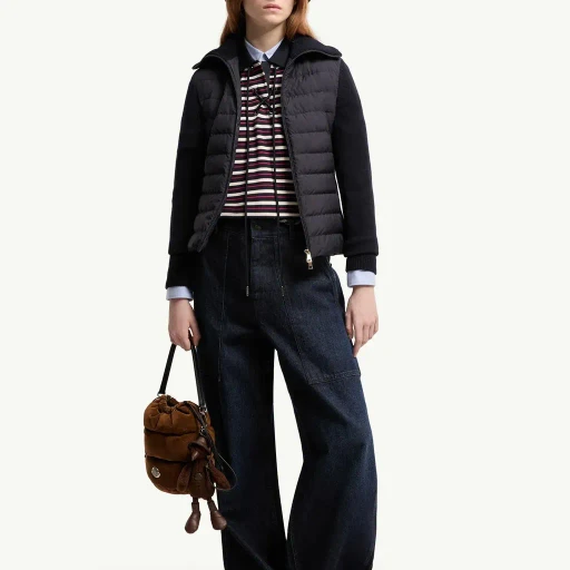 Padded Wool Zip-Up Cardigan