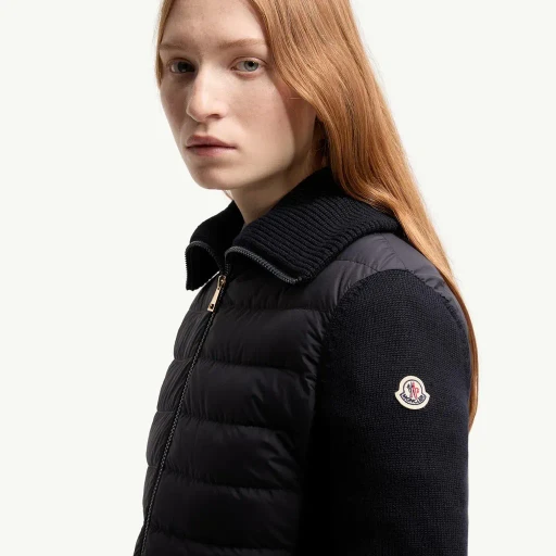 Padded Wool Zip-Up Cardigan