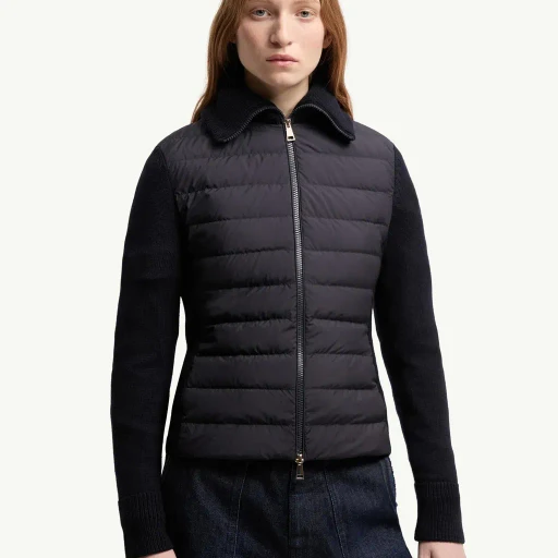 Padded Wool Zip-Up Cardigan