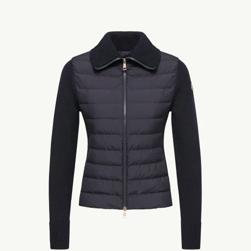 Padded Wool Zip-Up Cardigan