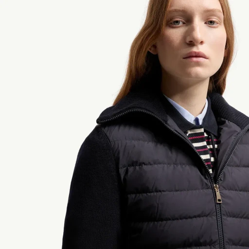 Padded Wool Zip-Up Cardigan