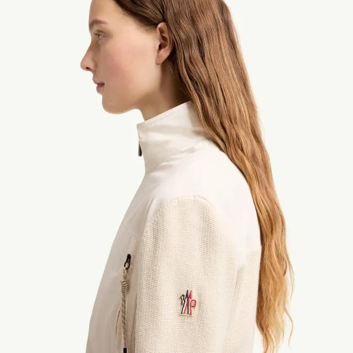 Padded Zip-Up Cotton Cardigan