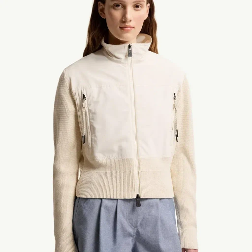 Padded Zip-Up Cotton Cardigan