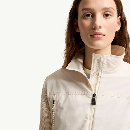 Padded Zip-Up Cotton Cardigan