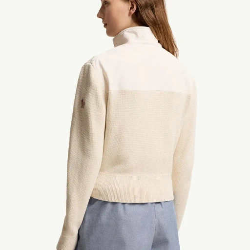Padded Zip-Up Cotton Cardigan
