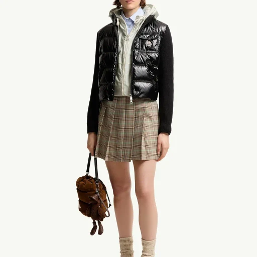 Padded Zip-Up Wool Cardigan