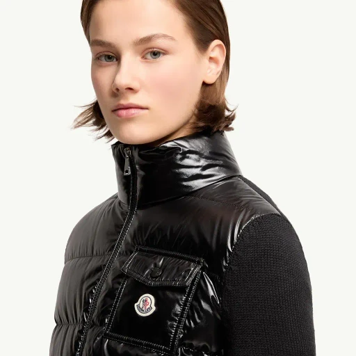 Padded Zip-Up Wool Cardigan