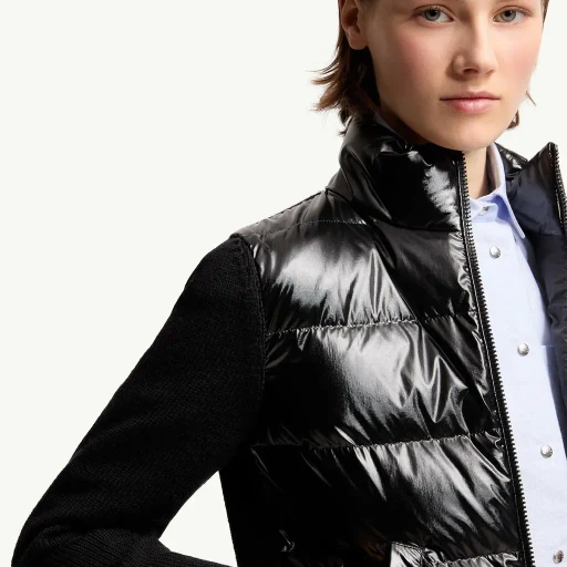 Padded Zip-Up Wool Cardigan