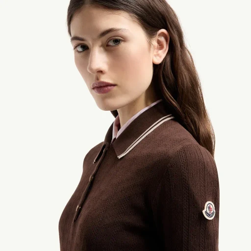 Rhombus & Logo Pattern Cotton Polo Shirt