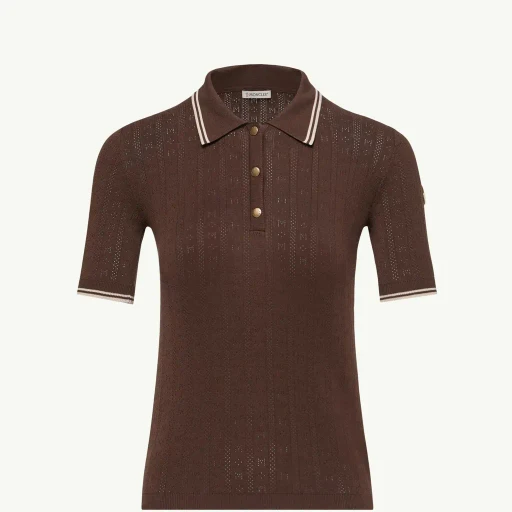 Rhombus & Logo Pattern Cotton Polo Shirt