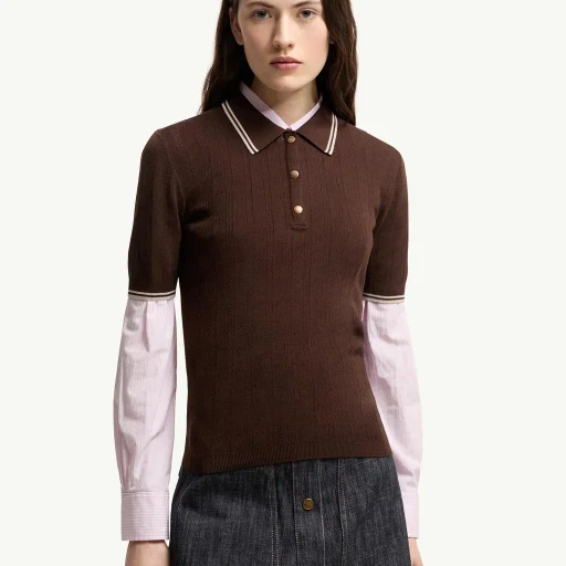 Rhombus & Logo Pattern Cotton Polo Shirt