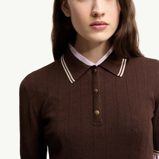 Rhombus & Logo Pattern Cotton Polo Shirt