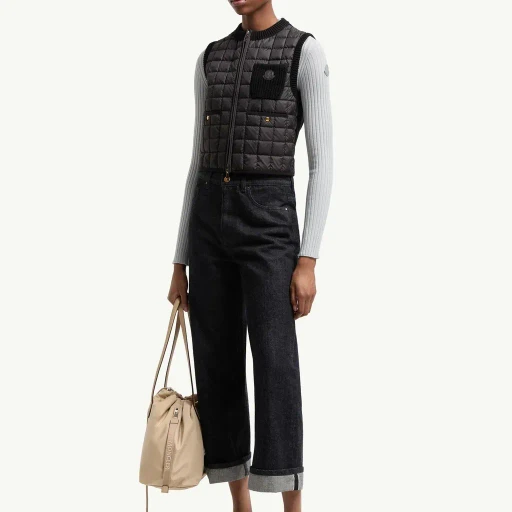Square-Quilted Cotton Down Gilet