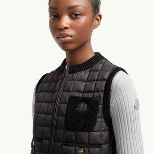 Square-Quilted Cotton Down Gilet