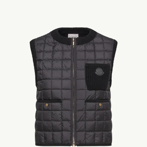Square-Quilted Cotton Down Gilet