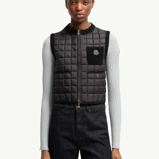 Square-Quilted Cotton Down Gilet