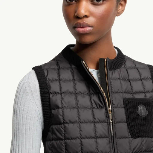 Square-Quilted Cotton Down Gilet