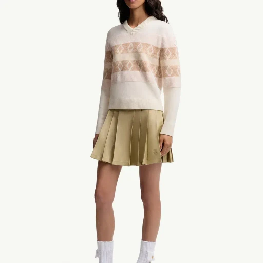 Wool Jacquard V-Neck Sweater