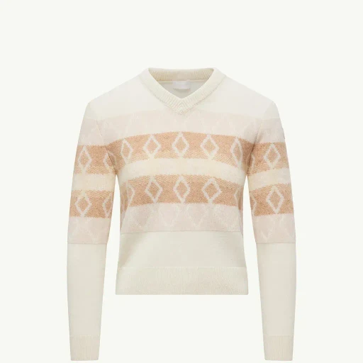 Wool Jacquard V-Neck Sweater
