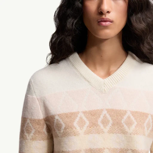 Wool Jacquard V-Neck Sweater