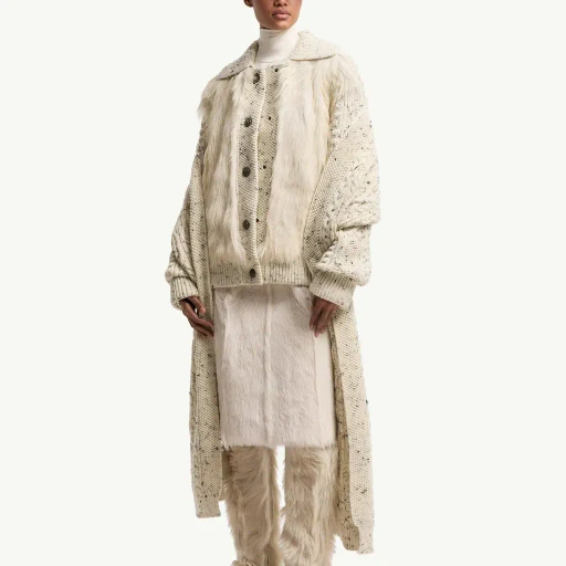 Shearling-Trimmed Padded Wool Cardigan