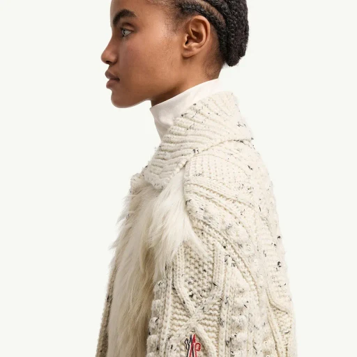 Shearling-Trimmed Padded Wool Cardigan