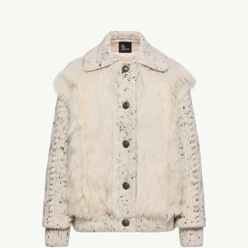Shearling-Trimmed Padded Wool Cardigan