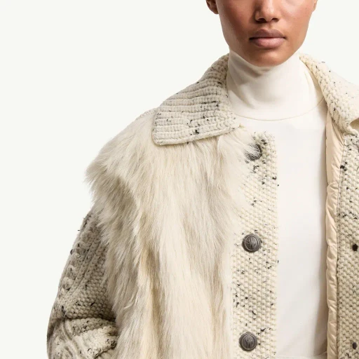 Shearling-Trimmed Padded Wool Cardigan