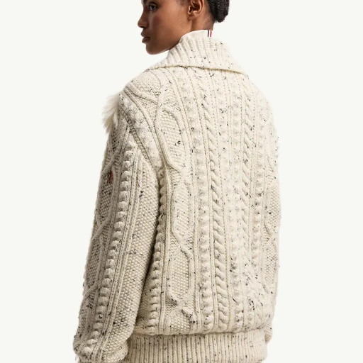 Shearling-Trimmed Padded Wool Cardigan